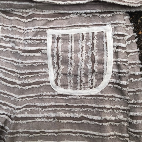 Moon River tan boho linen blend bell sleeve top/short set rainbow tassels sz S/L - Picture 4 of 10